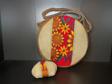Load image into Gallery viewer, Canvas Stitched Suede Leather Circle Crossbody
