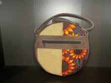 Load image into Gallery viewer, Canvas Stitched Suede Leather Circle Crossbody
